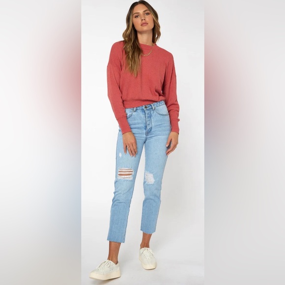 ONeill Distressed Denim Blue Jeans NEW Womens Size 0 Waist 24 Light Wash Benatar - Picture 2 of 14